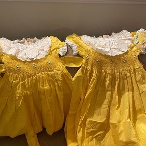 Two new  smocked dress for Easter with headbands
